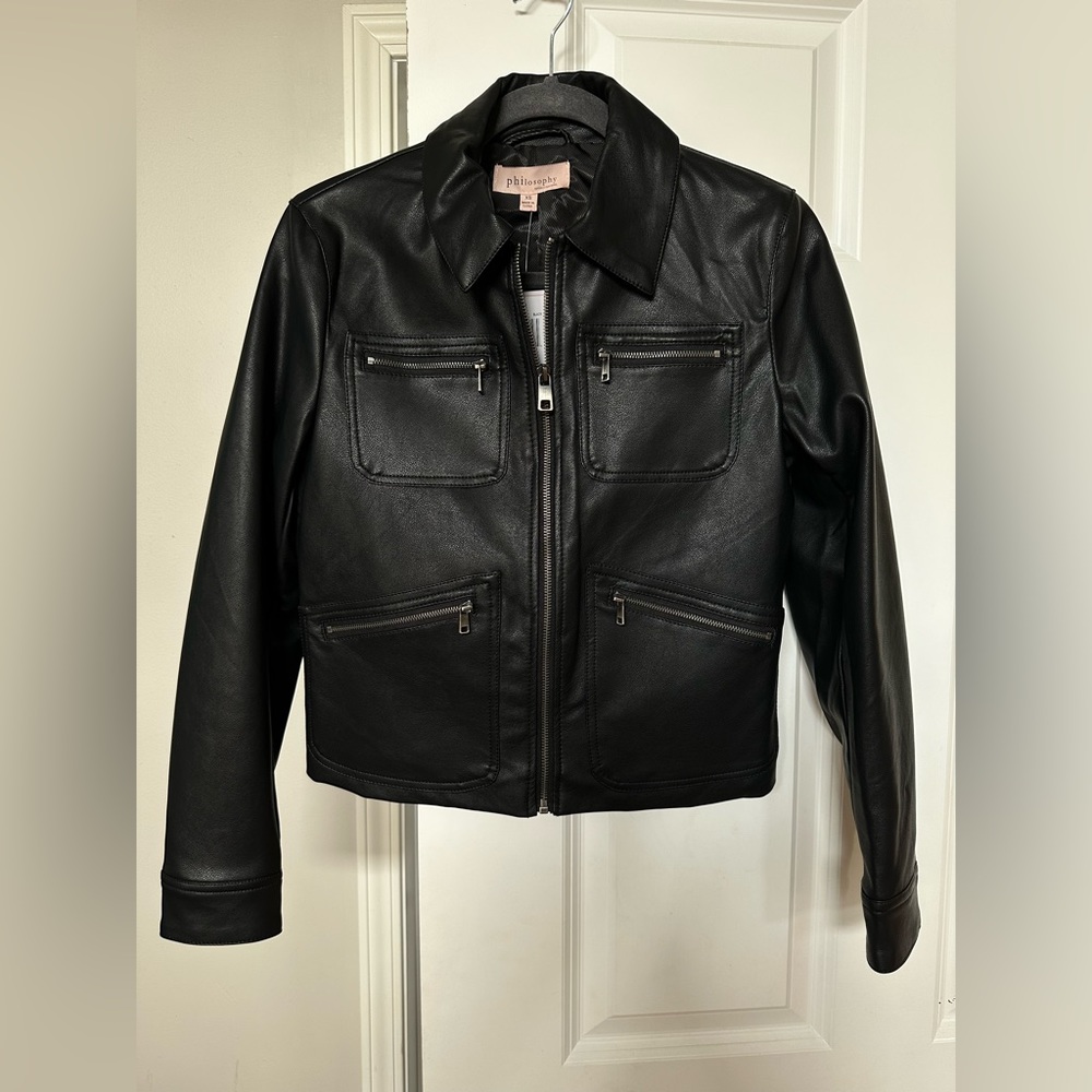 Philosophy NTW black faux leather jacket